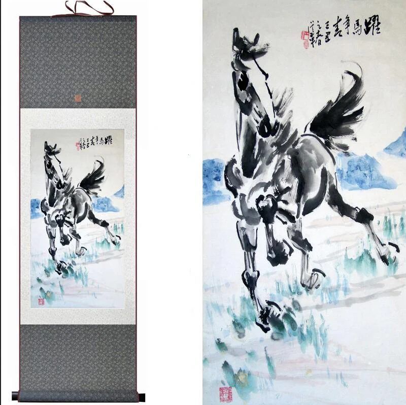 Free shipping Horse painting Traditional Chinese art paintingSilk scroll art painting
Free shipping Horse painting Traditional Chinese art paintingSilk scroll art painting