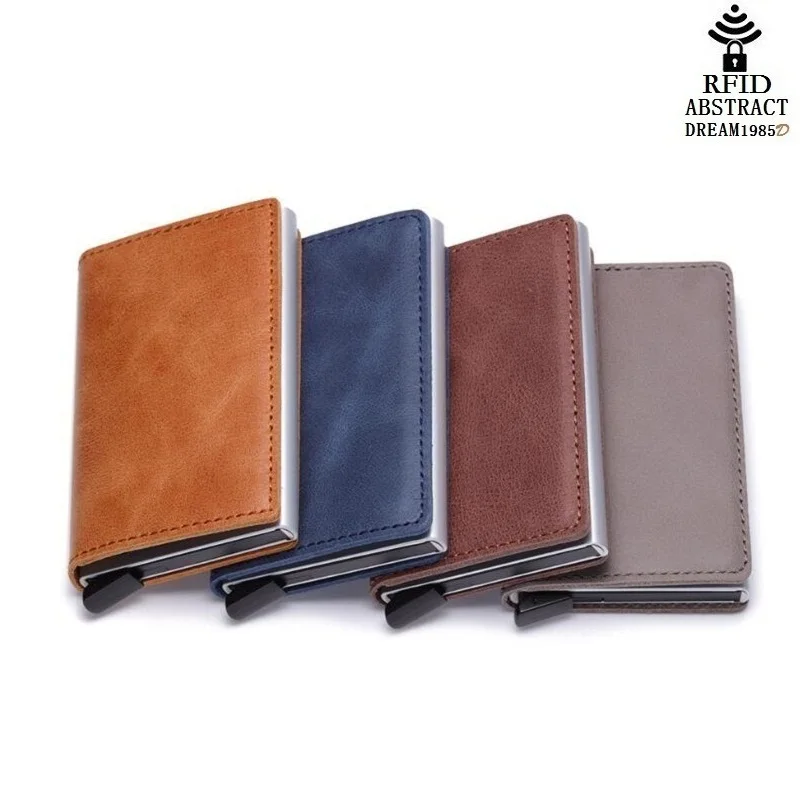 RFID men's Wallet real Leather Card ID Holder Credit Card woman Aluminum Metal Business travel Purse automatic Card Case Purse
RFID men's Wallet real Leather Card ID Holder Credit Card woman Aluminum Metal Business travel Purse automatic Card Case Purse