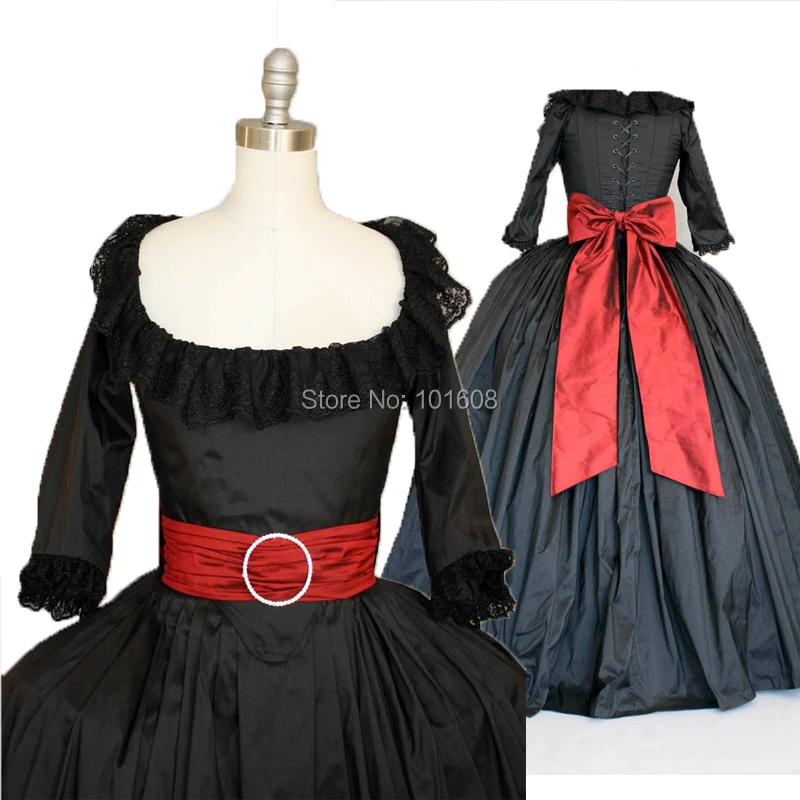 Tailored!Black taffeta French Duchess Civil war Theatre Southern Belle DRESS Tartan Victorian Colonial dresses HL-282
Tailored!Black taffeta French Duchess Civil war Theatre Southern Belle DRESS Tartan Victorian Colonial dresses HL-282