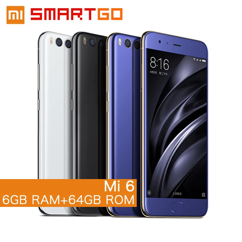Оригинальный Xiaomi Mi6 мобильный телефон 6 ГБ Оперативная память 64 Встроенная Snapdragon