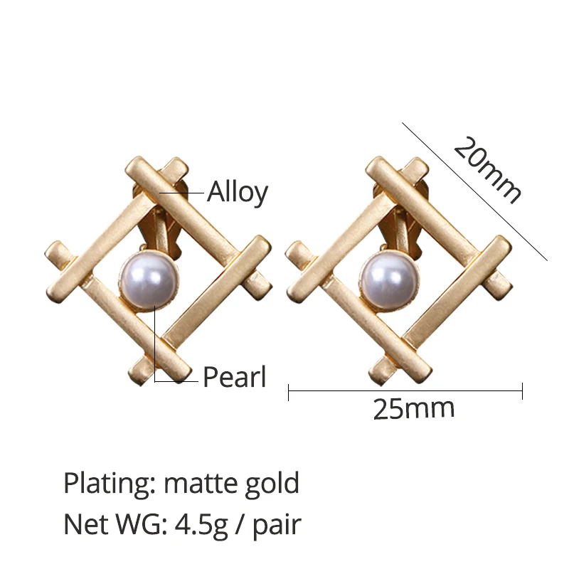 2019 New Design Geometric Personality Clip on Earrings Triangle Rhombus Matte Gold Pearl Ear Clip for No Pierced Female Jewelry
2019 New Design Geometric Personality Clip on Earrings Triangle Rhombus Matte Gold Pearl Ear Clip for No Pierced Female Jewelry