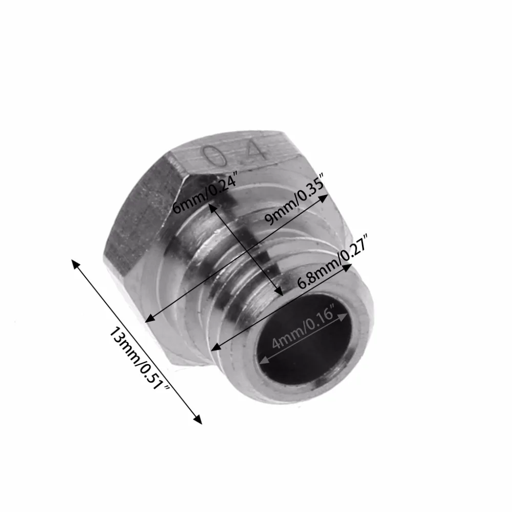 1Pc 3D Printer M7 Stainless Steel MK10 Nozzle 0.2/0.3/0.4/0.5/0.6/0.8mm for 1.75mm 3D Printer Parts Accessories C26
1Pc 3D Printer M7 Stainless Steel MK10 Nozzle 0.2/0.3/0.4/0.5/0.6/0.8mm for 1.75mm 3D Printer Parts Accessories C26
