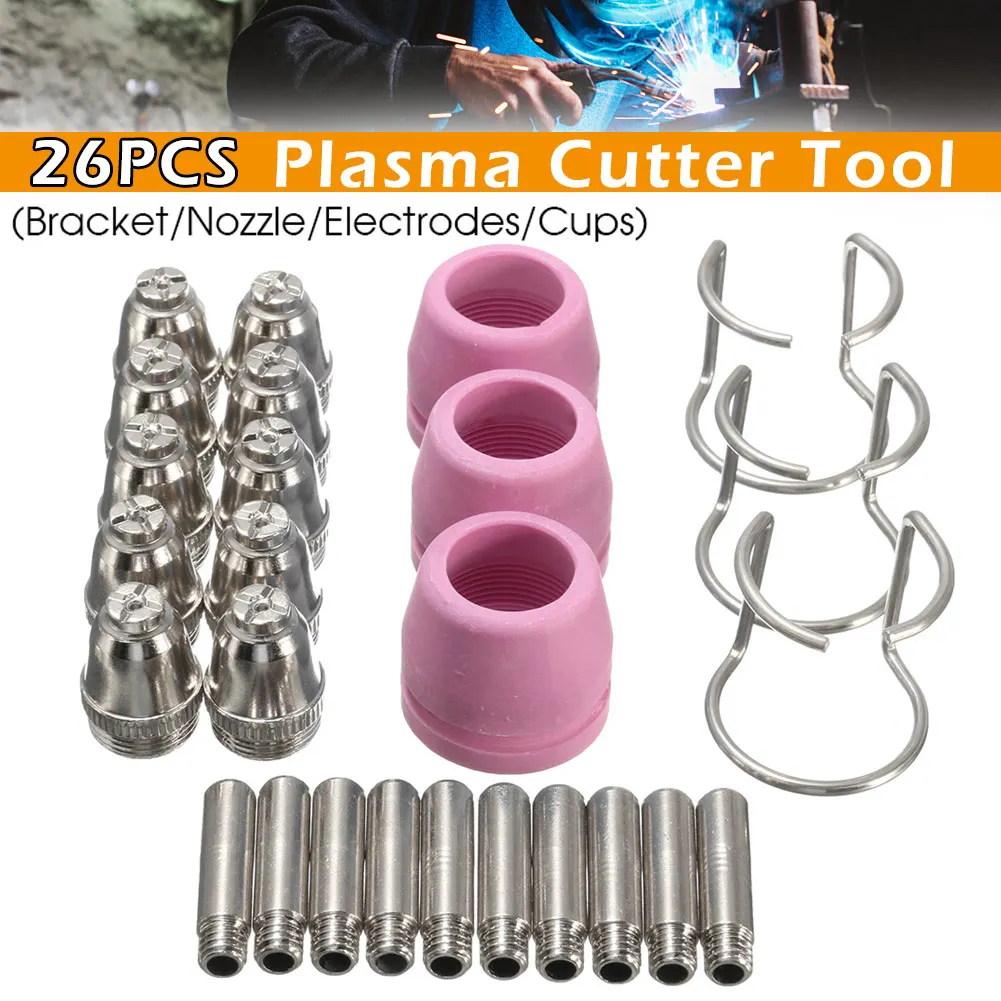 26Pcs Plasma Cutter Consumables Kit SG-55 AG-60 WSD-60P Cutting Torch Tip Nozzle Welding accessories _WK
26Pcs Plasma Cutter Consumables Kit SG-55 AG-60 WSD-60P Cutting Torch Tip Nozzle Welding accessories _WK