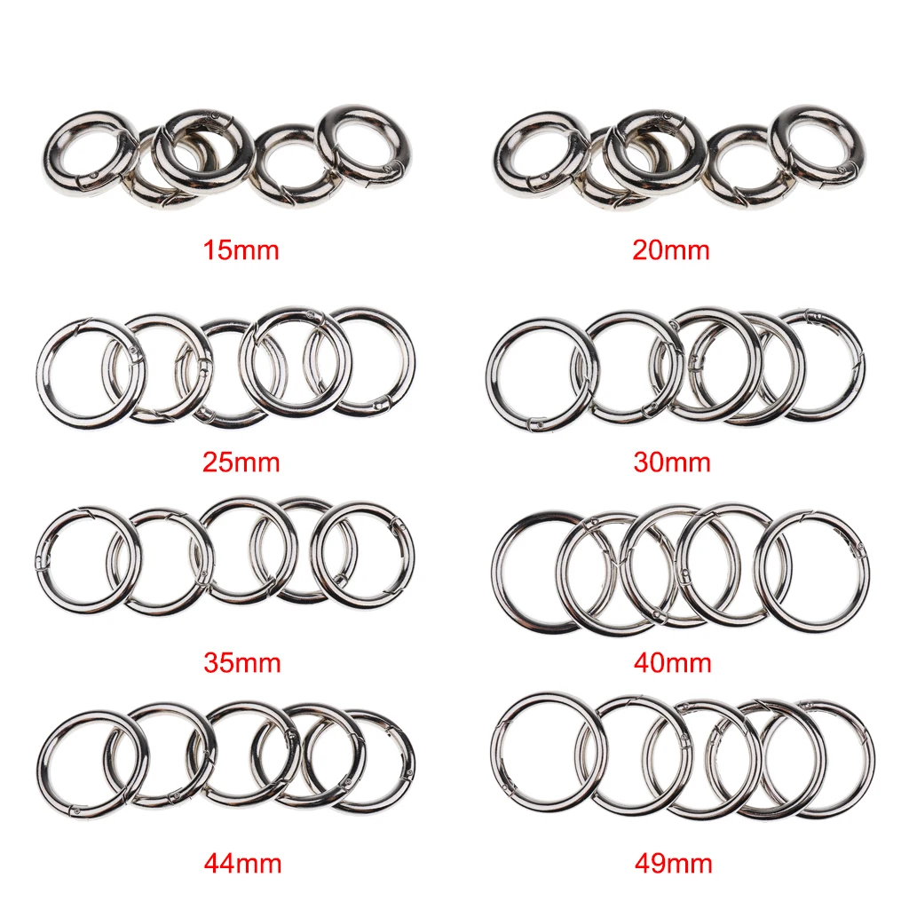 5x Round Push Gate Snap Open Hook Spring Ring Key Carabiner 15mm-49mm for Camping, Fishing, Hiking, Traveling and Keychain
5x Round Push Gate Snap Open Hook Spring Ring Key Carabiner 15mm-49mm for Camping, Fishing, Hiking, Traveling and Keychain