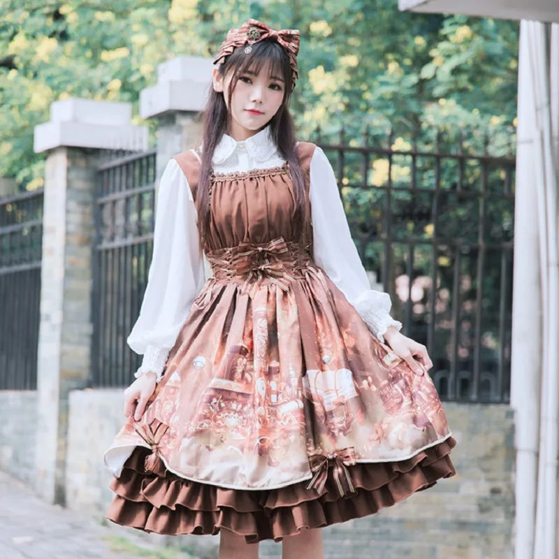Spring New Women's Lolita Dress JSK Steam Castle Printed Dress Vintage Women Dress 0583
Spring New Women's Lolita Dress JSK Steam Castle Printed Dress Vintage Women Dress 0583