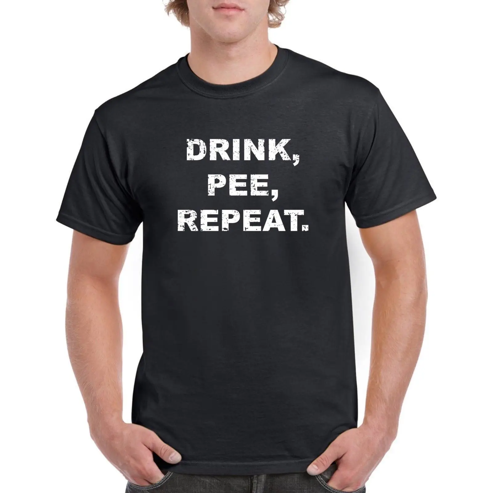 Мужская футболка с надписью Drink Pee Repeat забавные вечерние футболки из 100% хлопка
