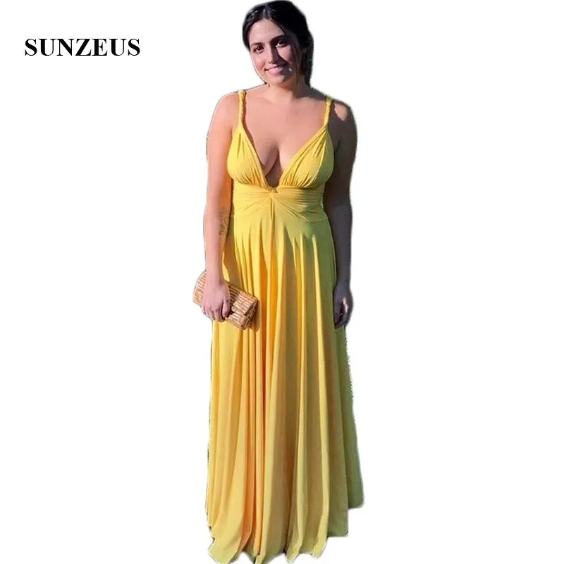 Yellow Spandex Long Bridesmaid Party Dresses V Neck Tank A-Line Prom Dresses Maid of Honor Gowns vestido dama de honra SBD143
Yellow Spandex Long Bridesmaid Party Dresses V Neck Tank A-Line Prom Dresses Maid of Honor Gowns vestido dama de honra SBD143