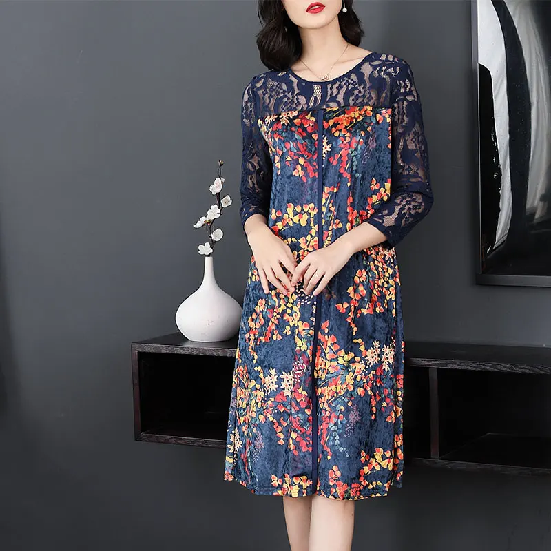 Plus size women clothing Autumn women loose print dress fashion Lace Sleeves split dresses lady beach casual knee-length dress
Plus size women clothing Autumn women loose print dress fashion Lace Sleeves split dresses lady beach casual knee-length dress