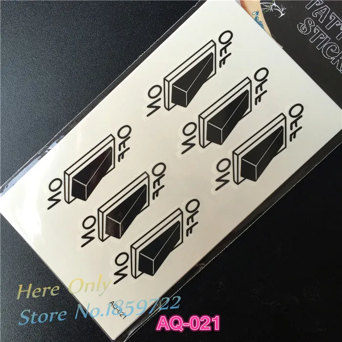1PC power switch tattoos stickers AQ021 small black temporary waterproof tattoos on off button tatto paste men women body art
1PC power switch tattoos stickers AQ021 small black temporary waterproof tattoos on off button tatto paste men women body art