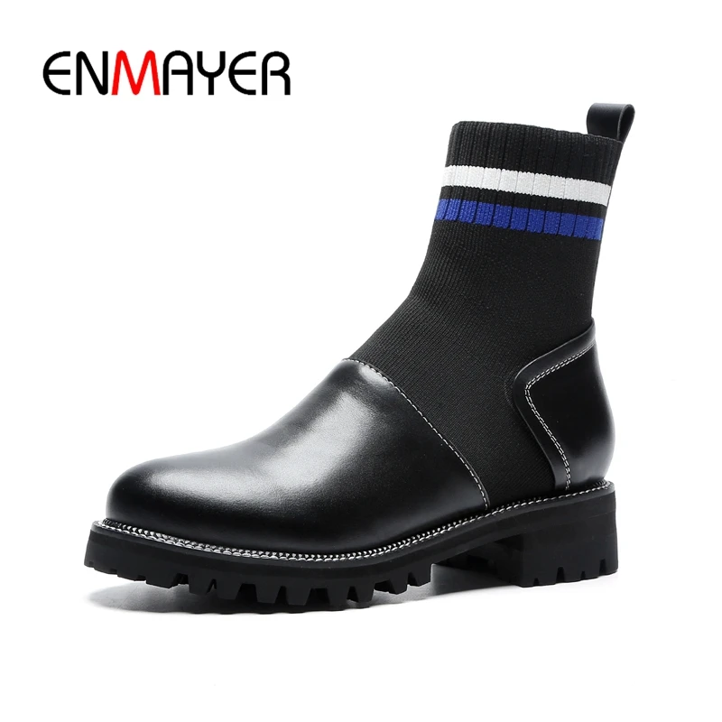 ENMAYER Women Ankle boots Shoes Big Size 34-39 Causal women round toe cow leather square heel ankle boots ZYL785
ENMAYER Women Ankle boots Shoes Big Size 34-39 Causal women round toe cow leather square heel ankle boots ZYL785