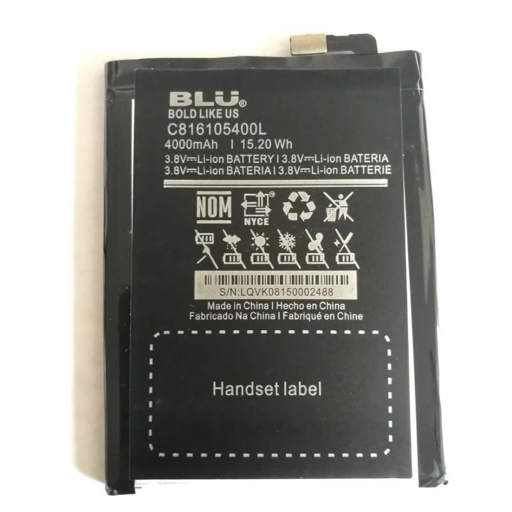 New 3.8V 4000mAh Replacement C816105400L Battery For Blu Energy X E010Q Baterij Batterie Cell Phone Batteries
New 3.8V 4000mAh Replacement C816105400L Battery For Blu Energy X E010Q Baterij Batterie Cell Phone Batteries