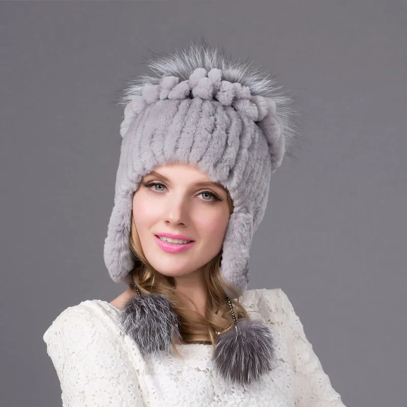 Female Models Autumn and Winter Rex Rabbit Fur Earmuffs Cap Cotton Lining Knitted Hat Bomber Cap Fashion Casual Fur Hat THY-38
Female Models Autumn and Winter Rex Rabbit Fur Earmuffs Cap Cotton Lining Knitted Hat Bomber Cap Fashion Casual Fur Hat THY-38