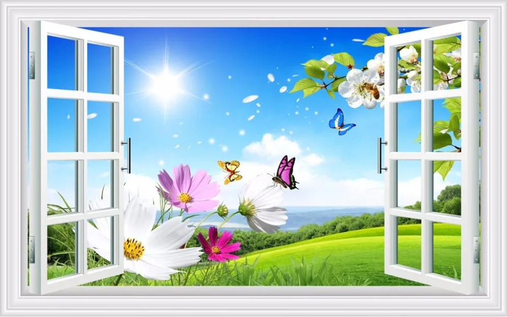 Custom photo mural 3d wallpaper Sunshine grass flower butterfly window decor painting 3d wall mural wallpaper for living room
Custom photo mural 3d wallpaper Sunshine grass flower butterfly window decor painting 3d wall mural wallpaper for living room