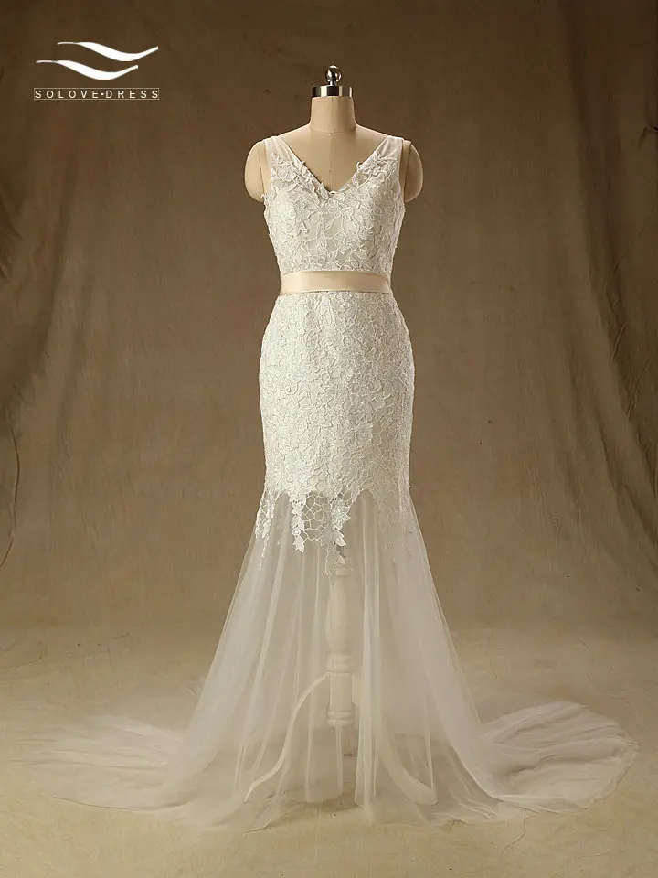 New Arrived Exquisite Cap Sleeve V-Neck Lacel Mermaid Wedding Dress with Sash and Zipper Bridal Gown vestidos de noiva SL-W482
New Arrived Exquisite Cap Sleeve V-Neck Lacel Mermaid Wedding Dress with Sash and Zipper Bridal Gown vestidos de noiva SL-W482
