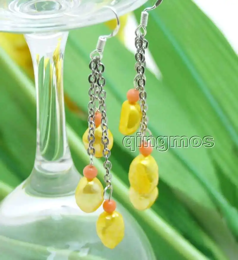 Qingmos 3 Pieces Natural Pearl Earrings for Women with 7-9mm Yellow Baroque Freshwater Pearl Dangle 3" Earrings Jewelry e541
Qingmos 3 Pieces Natural Pearl Earrings for Women with 7-9mm Yellow Baroque Freshwater Pearl Dangle 3" Earrings Jewelry e541