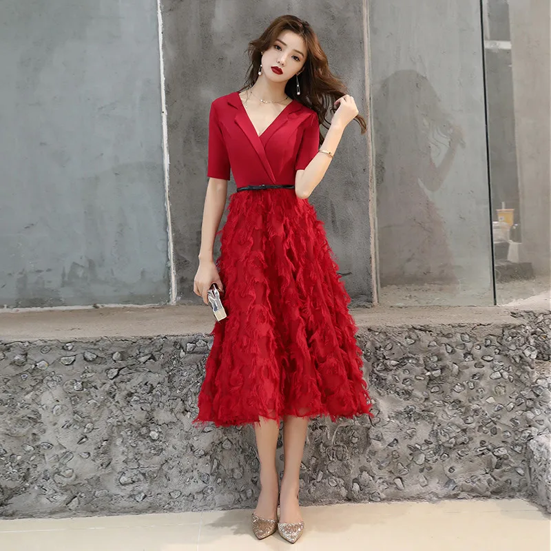 Robe De Soiree New Arrival 2021 Short V Neck Burgundy Black White Color Prom Dress Elegant Party Women Evening Dresses LYFY135
Robe De Soiree New Arrival 2021 Short V Neck Burgundy Black White Color Prom Dress Elegant Party Women Evening Dresses LYFY135