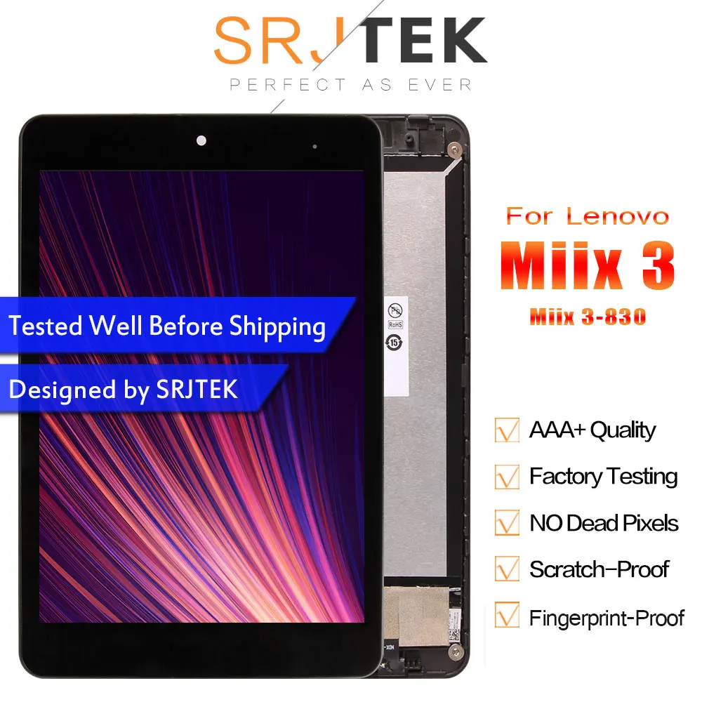 Srjtek 8" Display For Lenovo Miix3 830 Miix 3-830 LCD Display Matrix Touch Screen Digitizer Sensor Tablet PC Assembly with Frame
Srjtek 8" Display For Lenovo Miix3 830 Miix 3-830 LCD Display Matrix Touch Screen Digitizer Sensor Tablet PC Assembly with Frame