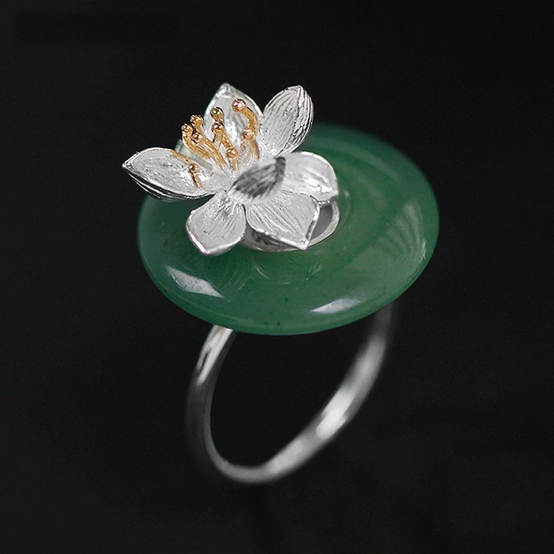 LARGERLOF Ring Silver 925 Women Jade Fine Jewelry Green silver Rings For RG70004 | Украшения и аксессуары