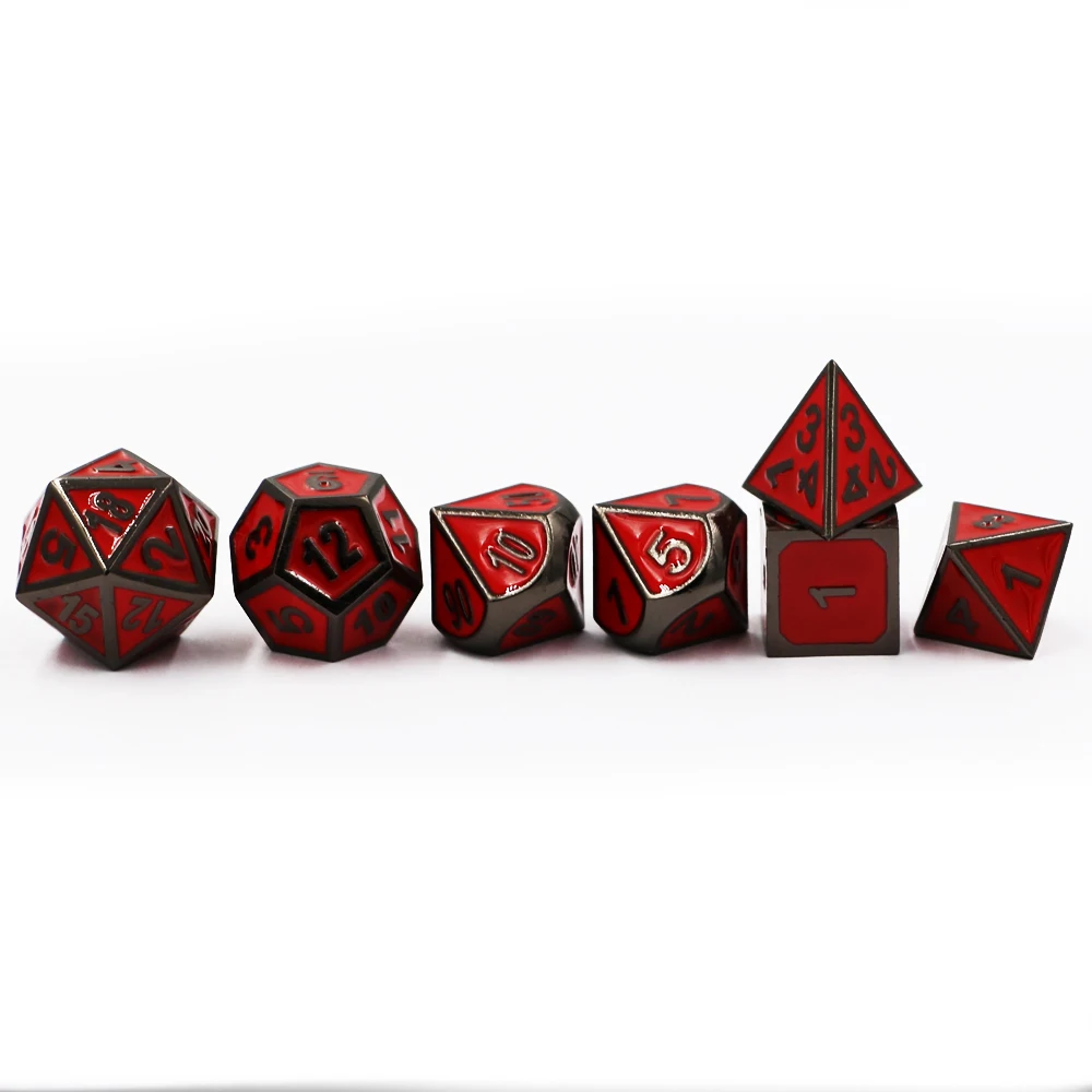 New 7pcs/set Creative RPG Dice D&D Metal Dice Enamel Black and Red Digital DND Game Dice Set Polyhedral dice
New 7pcs/set Creative RPG Dice D&D Metal Dice Enamel Black and Red Digital DND Game Dice Set Polyhedral dice
