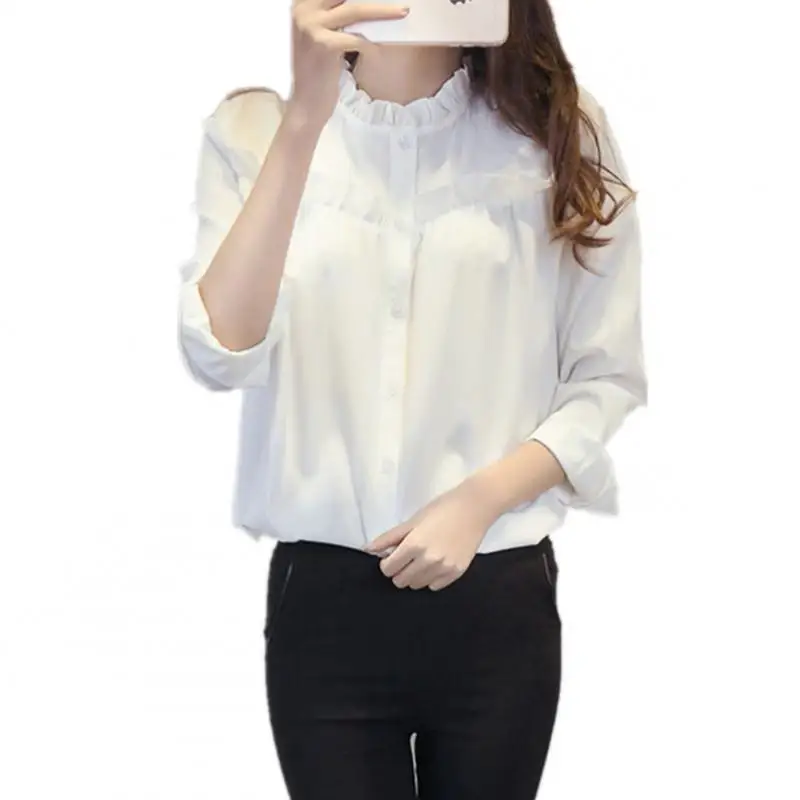 Women's Shirt Long Sleeve Cardigan Button Harajuku Top 2019 Yan Qing Huan Summer New Korean Fashion Stand Collar Slim Shirts
Women's Shirt Long Sleeve Cardigan Button Harajuku Top 2019 Yan Qing Huan Summer New Korean Fashion Stand Collar Slim Shirts