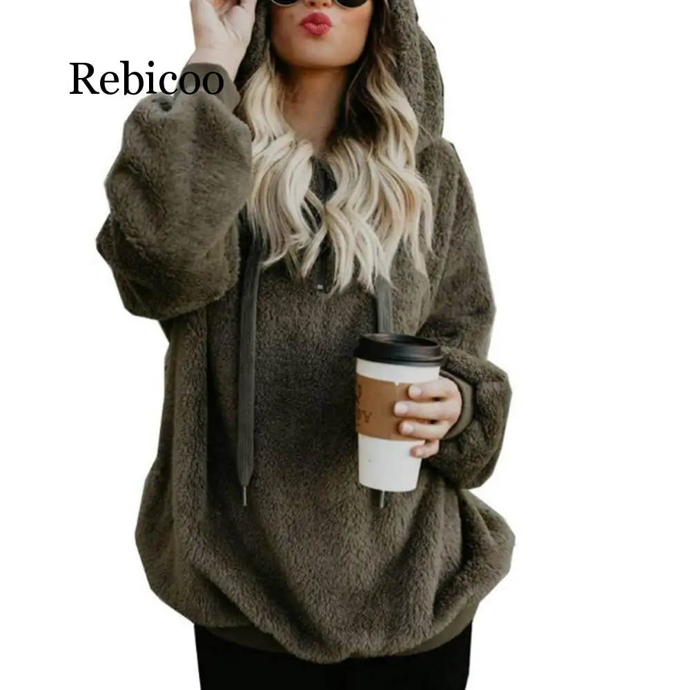 Woman Winter Jacket Female Coat Fluffy Hoodie Sweatshirt Half-zipper Oversized Front Hooded Draped Pockets Coat
Woman Winter Jacket Female Coat Fluffy Hoodie Sweatshirt Half-zipper Oversized Front Hooded Draped Pockets Coat
