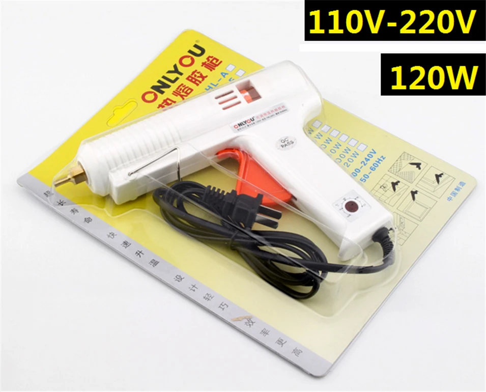 120W Hot Melt Glue Gun with 2pc 11mm Glue Stick Heat Temperature Tool Industrial Guns Thermo Gluegun Repair Heat Tools
120W Hot Melt Glue Gun with 2pc 11mm Glue Stick Heat Temperature Tool Industrial Guns Thermo Gluegun Repair Heat Tools