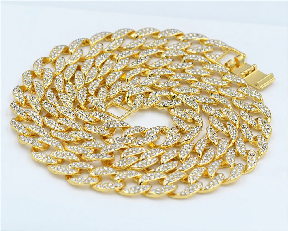 Uodesign Iced Out Bling Rhinestone Crystal Goldgen Finish Miami Cuban Link Chain Men's Hip hop Necklace Jewelry 18,20,24,30inch
Uodesign Iced Out Bling Rhinestone Crystal Goldgen Finish Miami Cuban Link Chain Men's Hip hop Necklace Jewelry 18,20,24,30inch