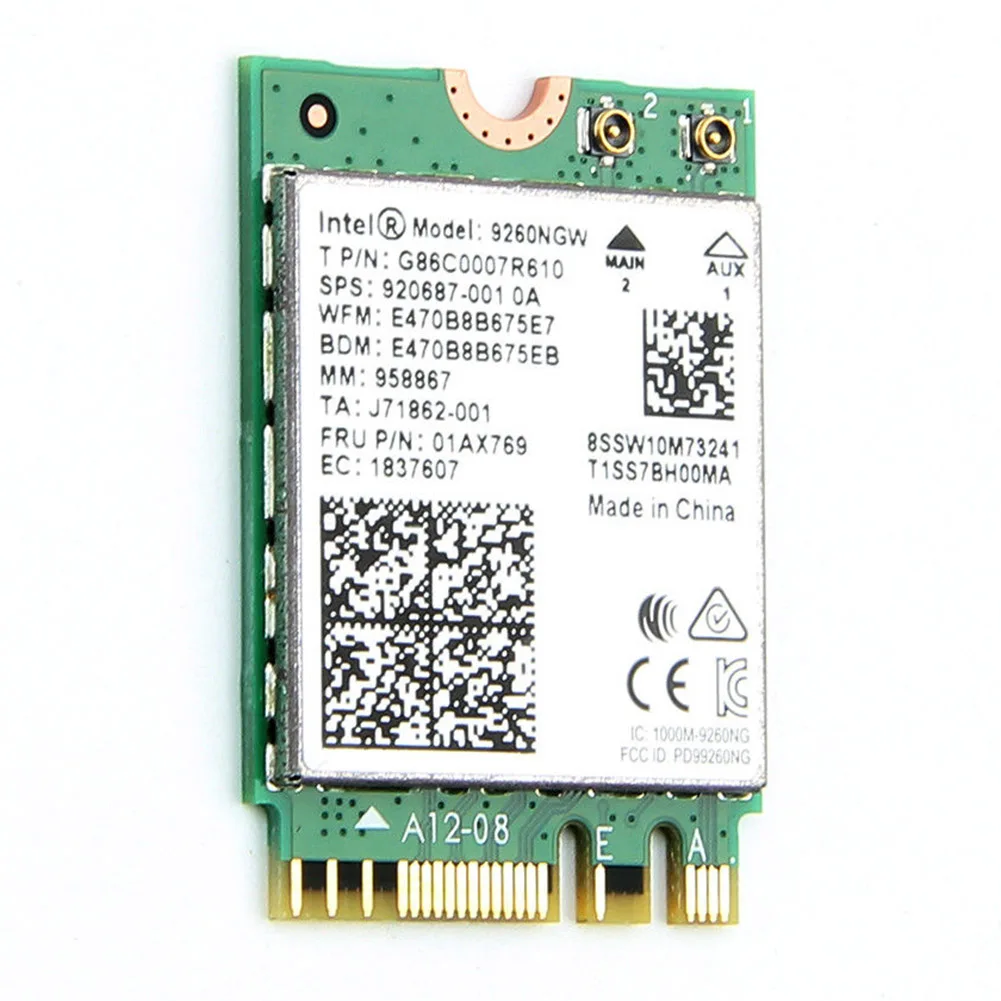 Wireless AC 9260NGW NGFF Dual Band 1730Mbps BT5.0 WiFi Card 802.11ac for Laptop Windows 10 QJY99
Wireless AC 9260NGW NGFF Dual Band 1730Mbps BT5.0 WiFi Card 802.11ac for Laptop Windows 10 QJY99