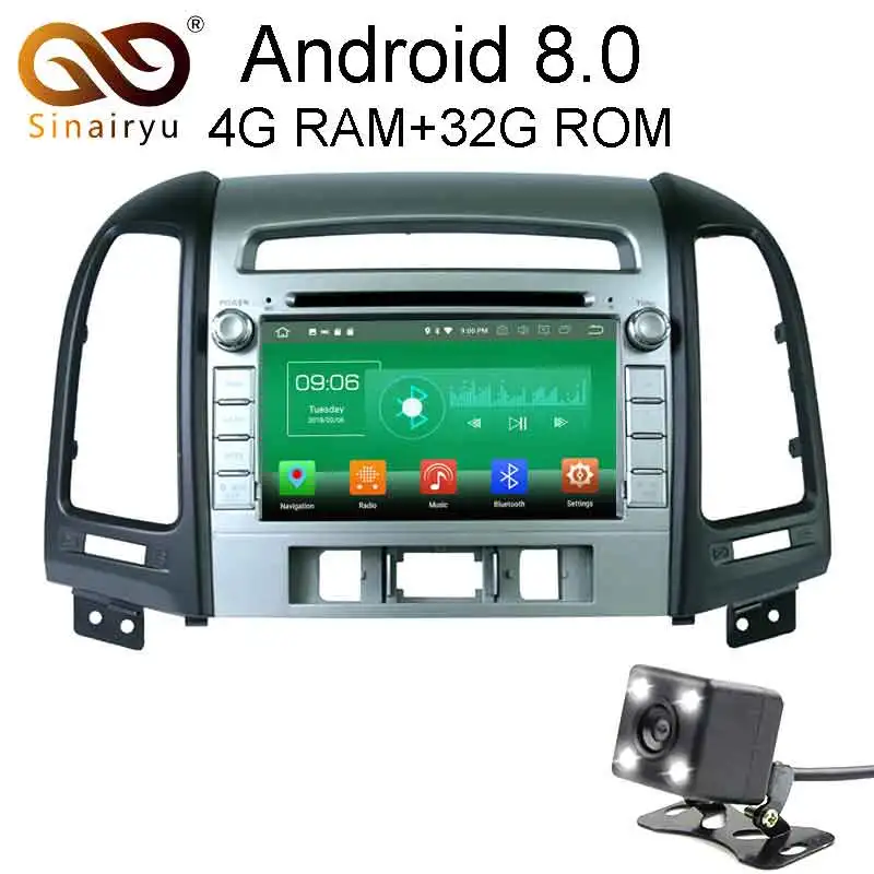 Восьмиядерный 4 Гб ОЗУ Android 8 0 автомобильный dvd-радио GPS Мультимедиа Fit hyundai Santa Fe 2006