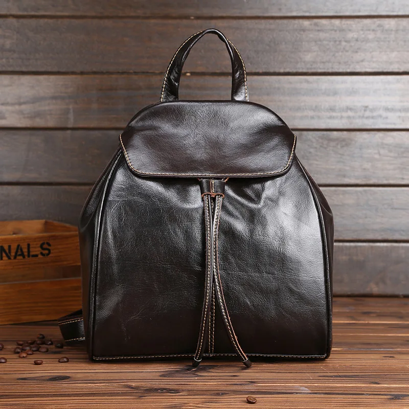 

Johnature 2021 New Vintage Leisure Genuine Leather England Style Cow Leather Solid Softback Soft Handle Women Little Backpack