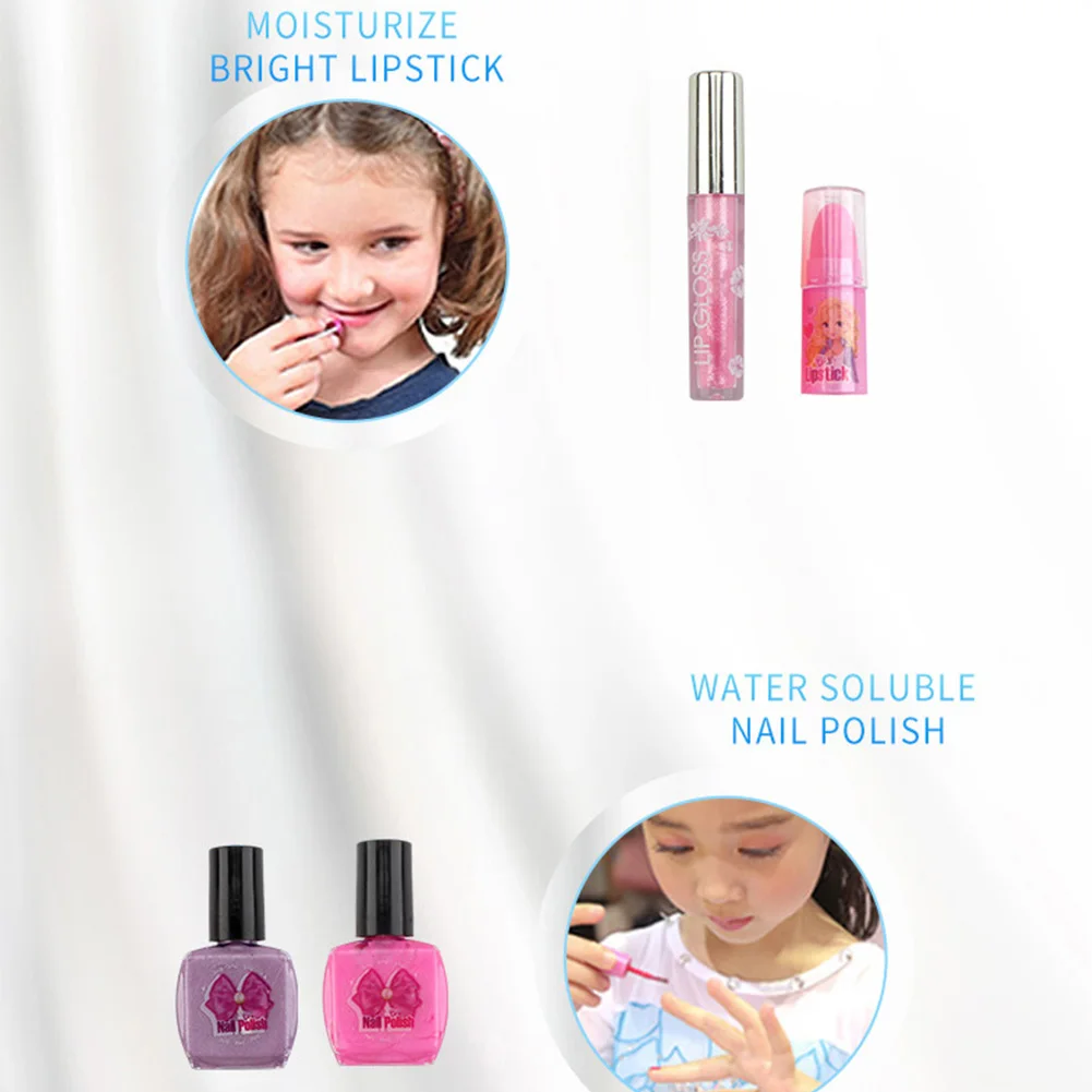 Makeup Set Play Eyeshadow Lip Gloss For Kids Cosmetic Toy Heart-shaped Handbag Princess Girls Non-toxic Funny Lipstick Safety | Игрушки и