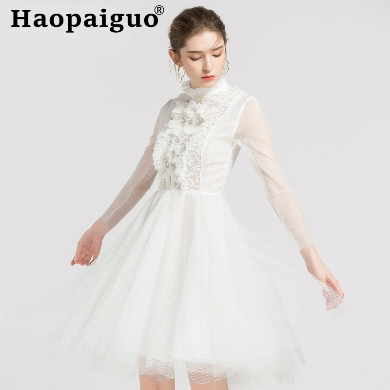 2019 Spring Summer Palace Style Ins Lace Dress Women Ball Gown Vintage White Party Dress Women Mesh Patchwork Elegant Dresses
2019 Spring Summer Palace Style Ins Lace Dress Women Ball Gown Vintage White Party Dress Women Mesh Patchwork Elegant Dresses
