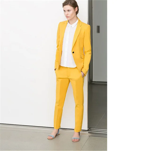 Yellow Formal One Button Women's Casual Slim Fit Office Work Wear Suits Female Uniform Bespoke 2 Pieces Business Tuxedos Suits
Yellow Formal One Button Women's Casual Slim Fit Office Work Wear Suits Female Uniform Bespoke 2 Pieces Business Tuxedos Suits