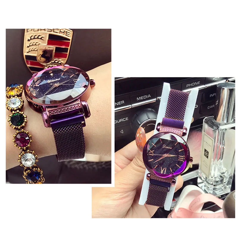 Watches Women Luxury Brand Lady Crystal Wrist Watches Starry sky Fashion Woman Quartz Ladies Magnet Strap Free Buckle Watches
Watches Women Luxury Brand Lady Crystal Wrist Watches Starry sky Fashion Woman Quartz Ladies Magnet Strap Free Buckle Watches