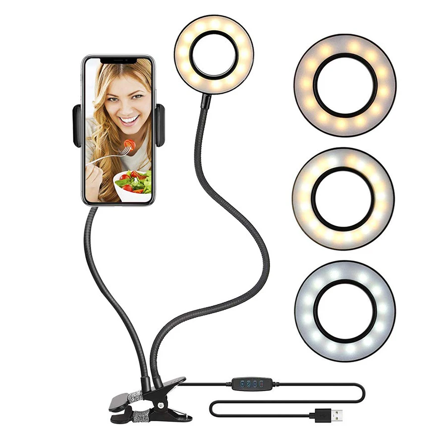 Dimmable LED Selfie Ring Light with Cell Phone Mobile Holder For Youtube Video Live Studio Adjustable Desk Lamp Makeup Light
Dimmable LED Selfie Ring Light with Cell Phone Mobile Holder For Youtube Video Live Studio Adjustable Desk Lamp Makeup Light