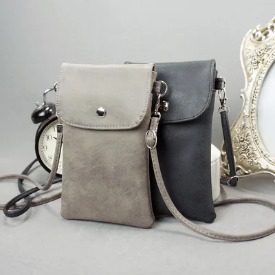Фото 5 6 дюймовый чехол для телефона Матовый кожаный кошелек дамская сумка через плечо