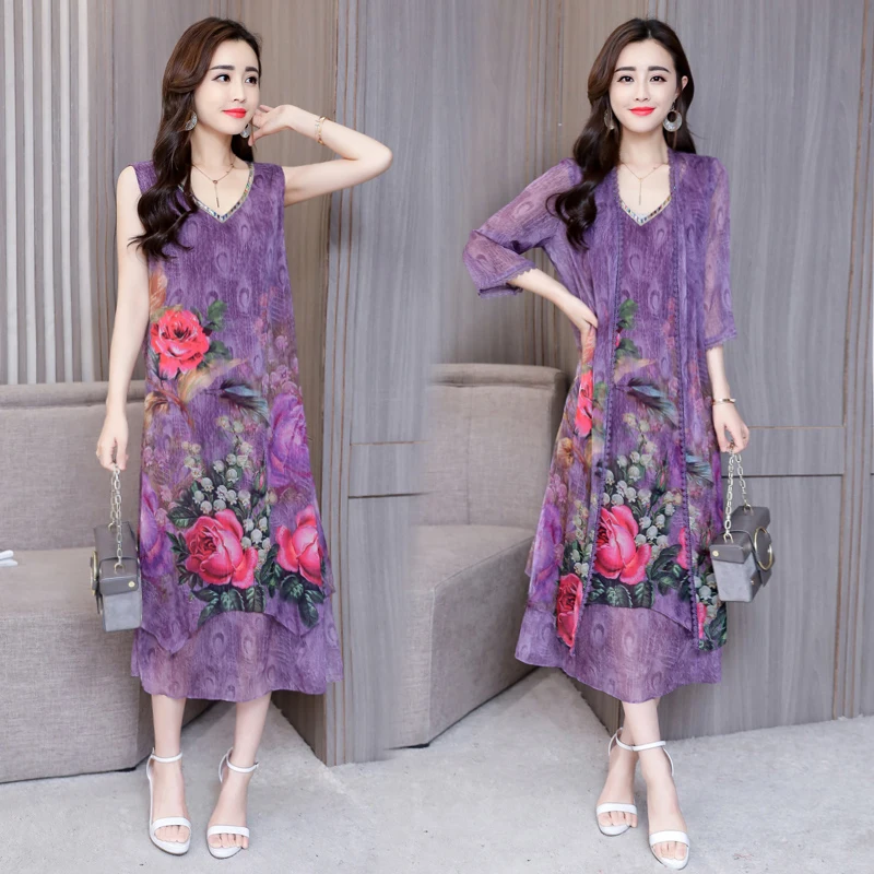 Purple Floral Print Summer 2 Piece Set Women Sleeveless Dress Female Vestido De Festa Conjunto Feminino Women's Summer Suit
Purple Floral Print Summer 2 Piece Set Women Sleeveless Dress Female Vestido De Festa Conjunto Feminino Women's Summer Suit