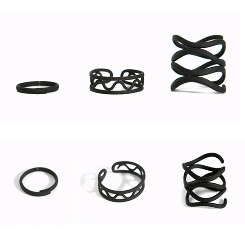 Popular Elements Fashion Design Black Bending Curve Knuckle Ring Adjustable Midi Rings for Women 3 pcs/set
Popular Elements Fashion Design Black Bending Curve Knuckle Ring Adjustable Midi Rings for Women 3 pcs/set