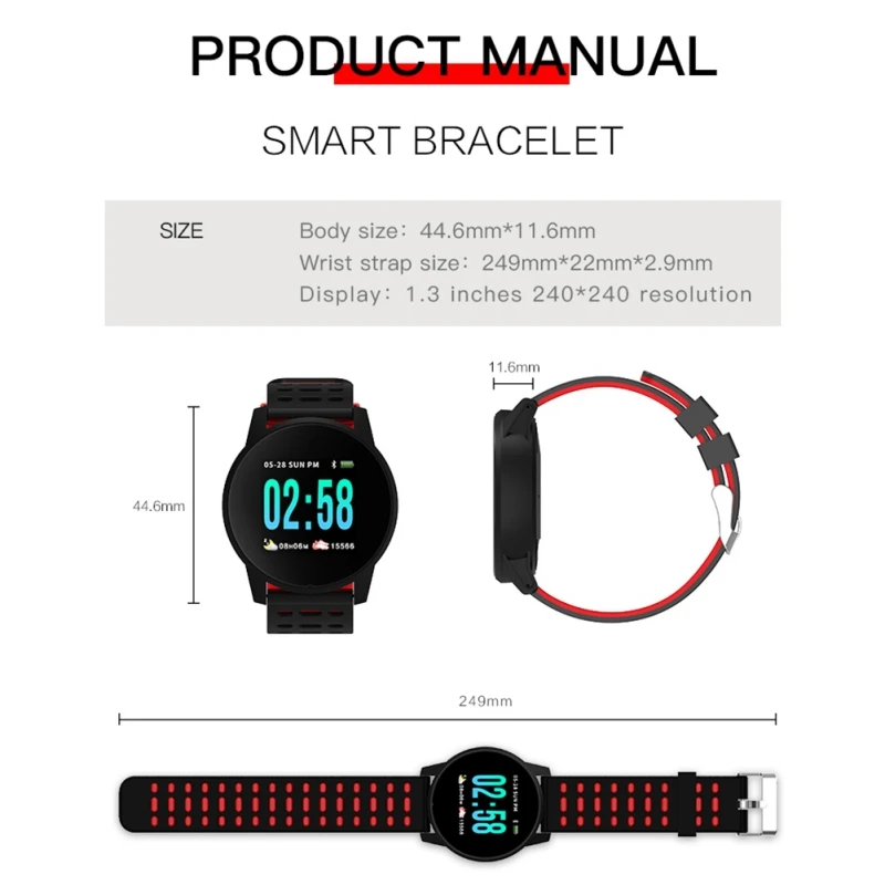 Touch Screen Smart Band Bluebooth Wristband Heart Rate Blood Pressure Oxygen Sleep Monitor Waterproof GPS Track Record
Touch Screen Smart Band Bluebooth Wristband Heart Rate Blood Pressure Oxygen Sleep Monitor Waterproof GPS Track Record