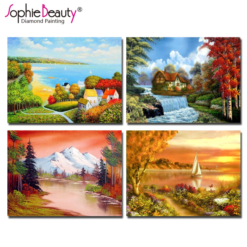 

Sophie Beauty New fashion 5d diy diamond painting cross stitch rhinestone handcraft mosaic embroidery art kits Four Seasons C235