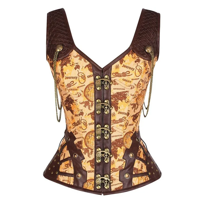 Brown Gothic Court Corset Europe And The United States Abdomen Corset V-Neck Aistcoat Single-Breasted Lacing Cross Earth Corset
Brown Gothic Court Corset Europe And The United States Abdomen Corset V-Neck Aistcoat Single-Breasted Lacing Cross Earth Corset