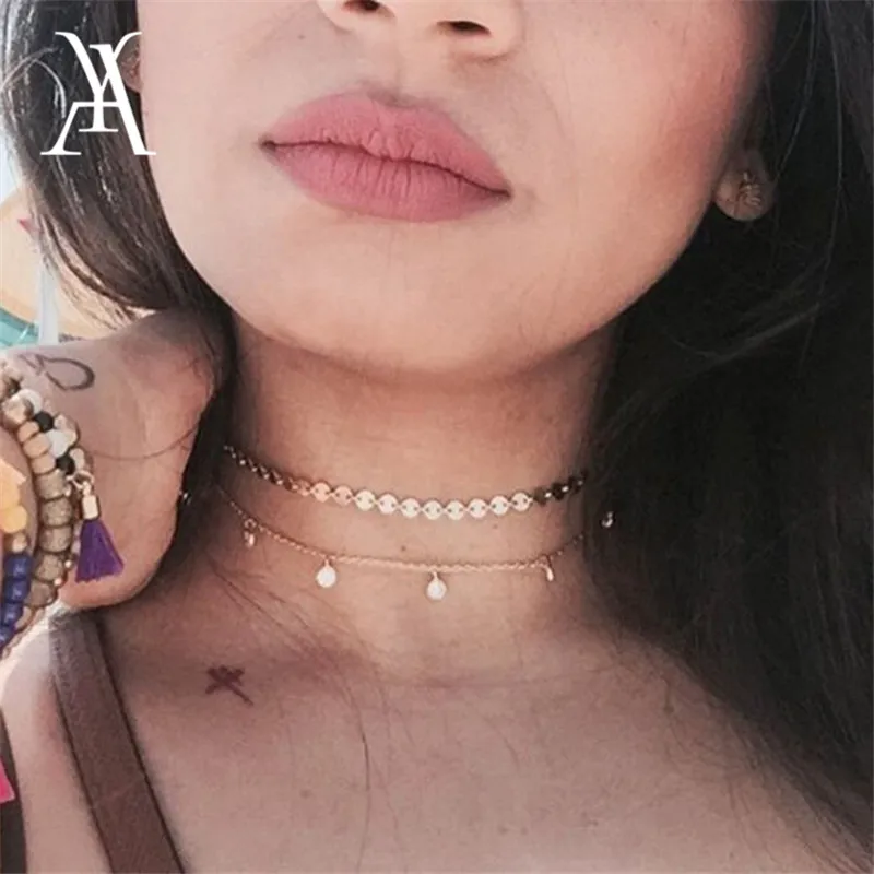 Фото Богемное блестящее Кристальное ниспадающее ожерелье на шею для женщин простая