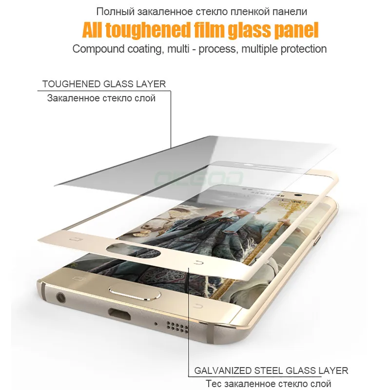 OICGOO 0 3 мм 9H изогнутое полное покрытие закаленное стекло для samsung Galaxy S7 S6 Edge Защита