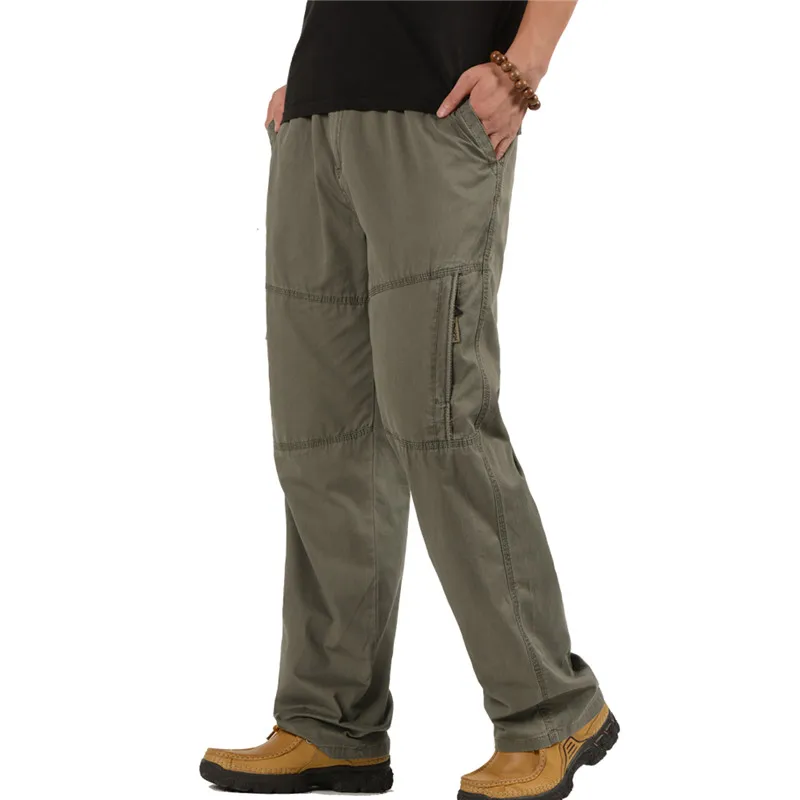 

2022 New Men Casual Pants 100%Cotton Straight Joggers Trousers Men Cargo Pants Overalls Men Sweatpants Plus Size Tactical Pants