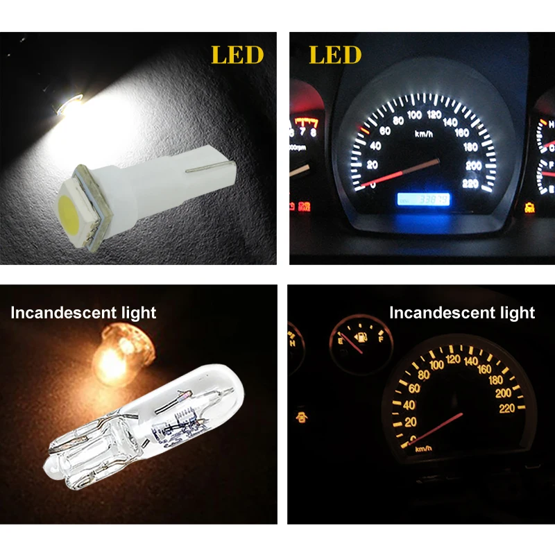 100pcs T5 LED Bulbs 5050 SMD LED Light White Car Interior Dashboard Instrument Light Automobile Wedge Instrument Gauge Lamp 12V
100pcs T5 LED Bulbs 5050 SMD LED Light White Car Interior Dashboard Instrument Light Automobile Wedge Instrument Gauge Lamp 12V