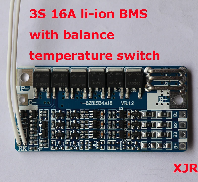 3S 16A lipo литий полимерная BMS/PCM/PCB плата защиты батареи для 3 упаковок 18650 ионная