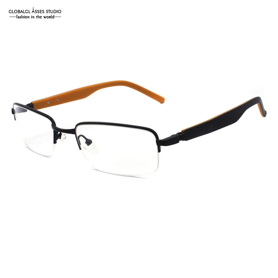 Colorful Half Rim Metal Eyeglasses Women Black Slim Frame Black on Orange Acetate Temple Optical Glasses Frame SU1001-C1
Colorful Half Rim Metal Eyeglasses Women Black Slim Frame Black on Orange Acetate Temple Optical Glasses Frame SU1001-C1