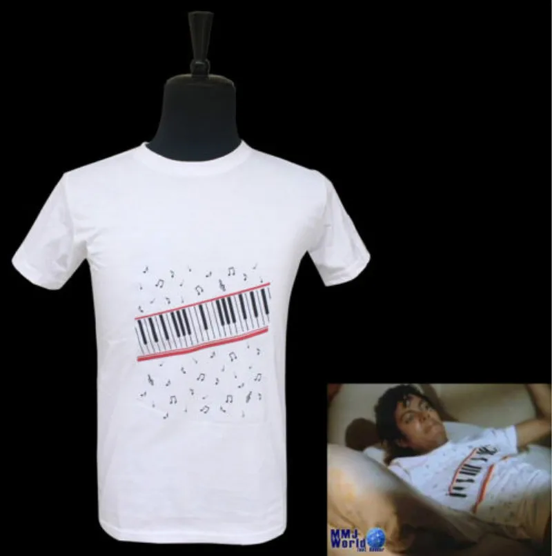 Повседневная хлопковая футболка в стиле панк с Майклом Джексоном MJ Piano Beat It MTV|tee