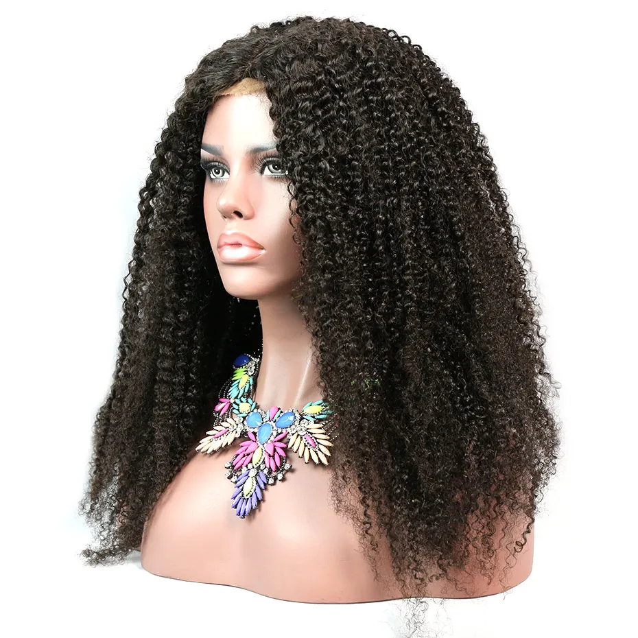 Promqueen человеческие волосы на кружеве парики бразильские кудрявые 300% высокая