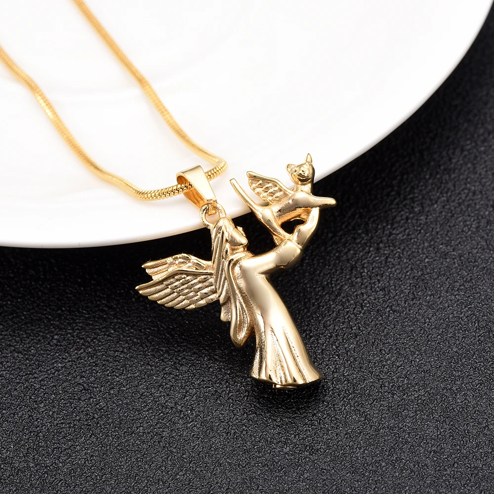 Lovely Angel Fairy With Cat Cremation Jewelry Silver Gold Rose Gold Black Color Memorial Urn Necklace For Ashes Keepsake Pendant
Lovely Angel Fairy With Cat Cremation Jewelry Silver Gold Rose Gold Black Color Memorial Urn Necklace For Ashes Keepsake Pendant